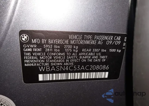 2010 BMW 550I Gran Turismo from USA, damaged, VIN WBASN4C53AC208086